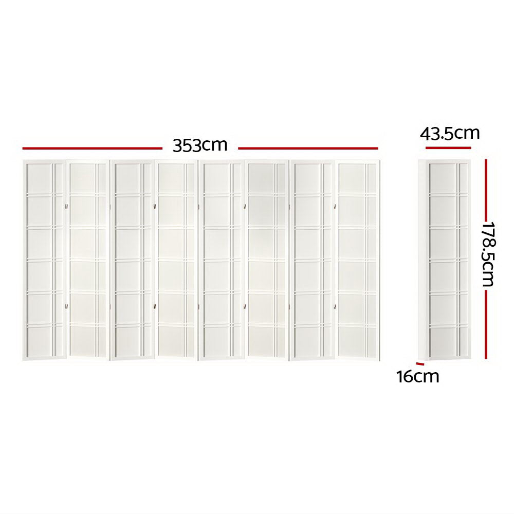 Artiss Room Divider Screen Privacy Wood Dividers Stand 8 Panel Nova White