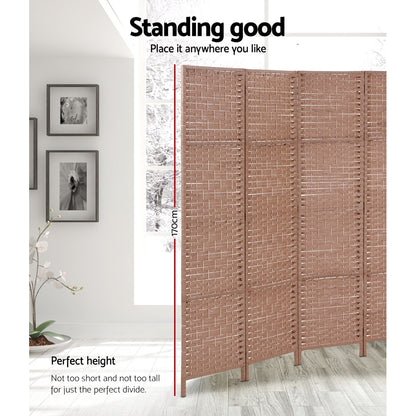 Artiss 4 Panel Room Divider Screen Privacy Timber Foldable Dividers Stand Natural