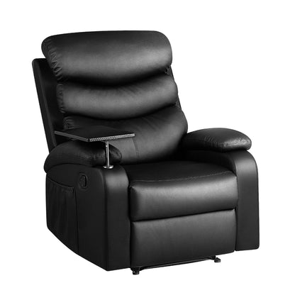 Artiss Recliner Chair Armchair Lounge Sofa Chairs Couch Leather Black Tray Table