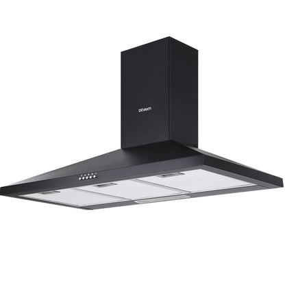 Devanti Range Hood Rangehood 90cm 900mm Kitchen Canopy LED Light Wall Mount Black