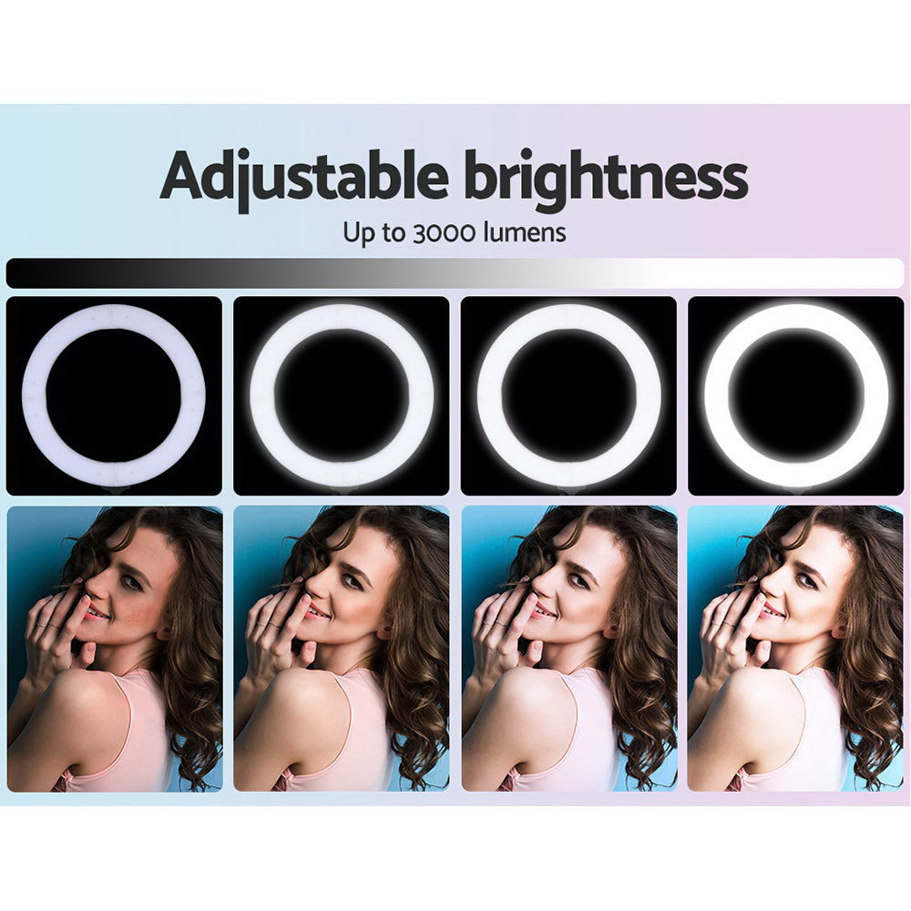 Embellir 14" LED Ring Light 5600K 3000LM Dimmable Stand MakeUp Studio Video