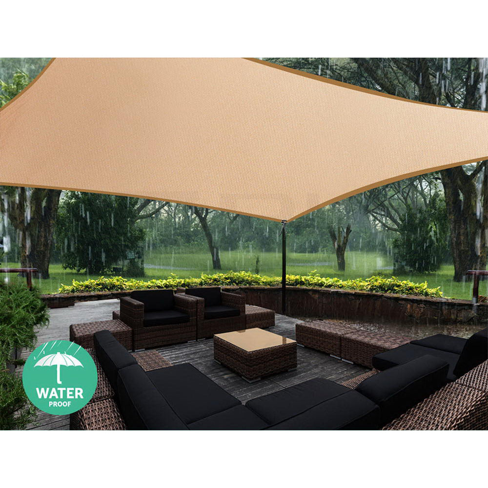 Instahut 4 x 5m Waterproof Rectangle Shade Sail Cloth - Sand Beige