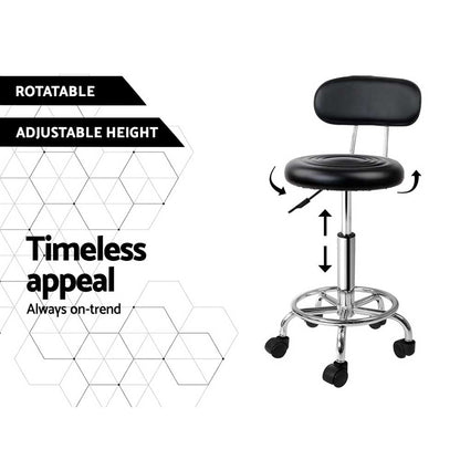 Artiss Salon Stool Swivel Chair Backrest Barber Hairdressing Hydraulic Height