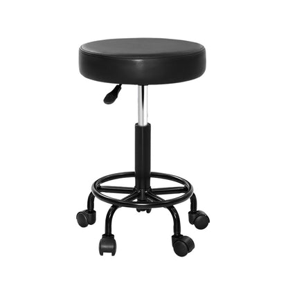 Artiss Round Salon Stool Stools Black Swivel Barber Hair Hydraulic Chairs Lift