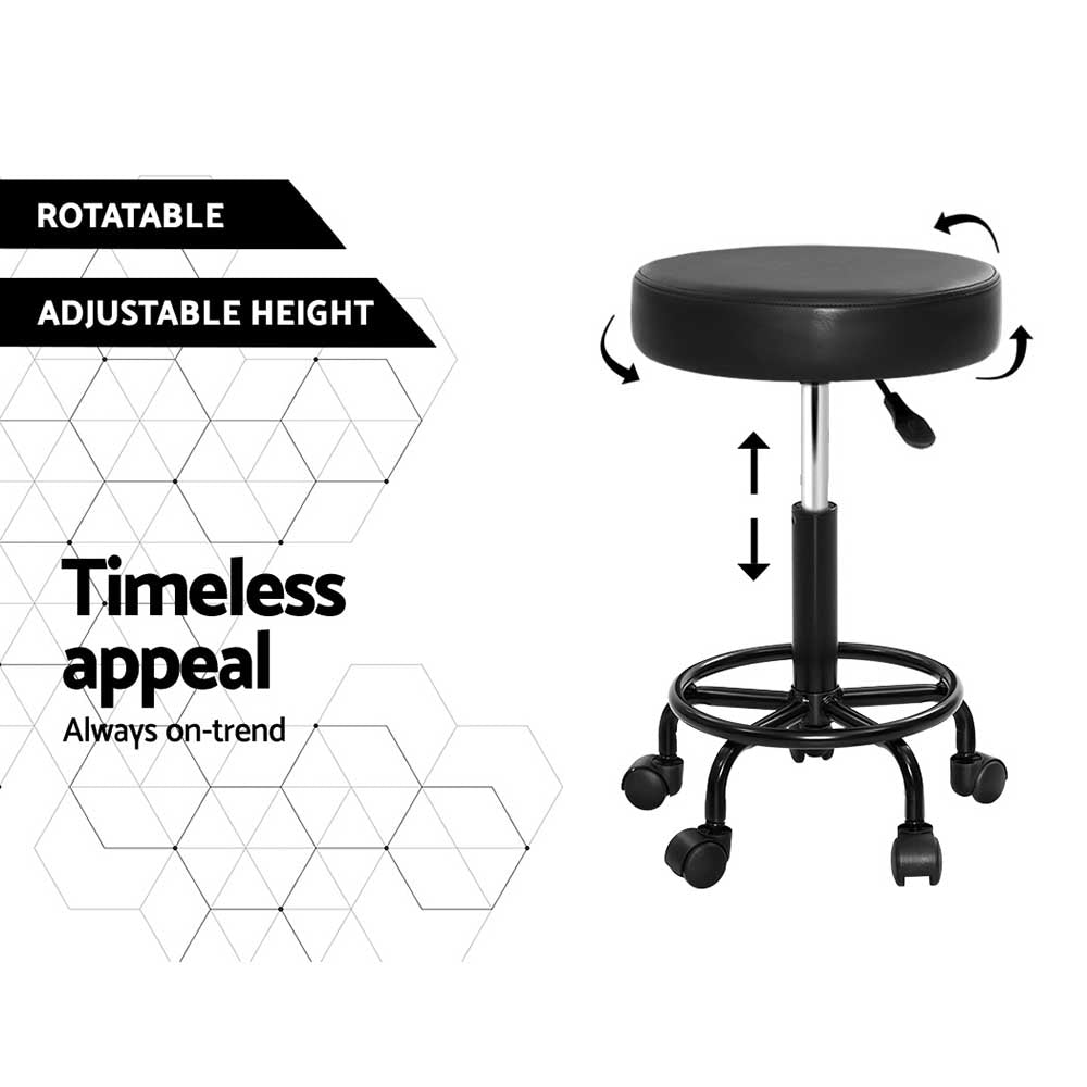 Artiss Round Salon Stool Stools Black Swivel Barber Hair Hydraulic Chairs Lift