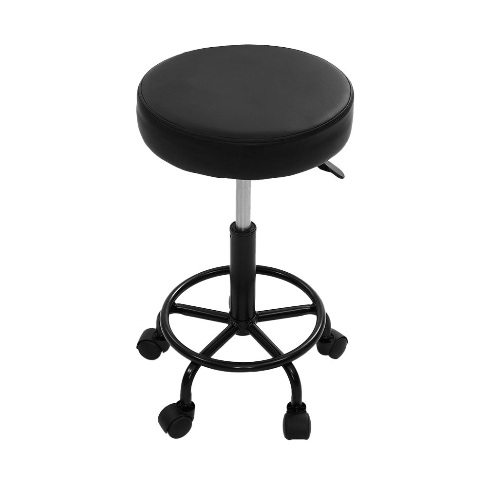 Artiss 2X Salon Stool Swivel Round Barber Hair Bar Stools Hydraulic Lift Black