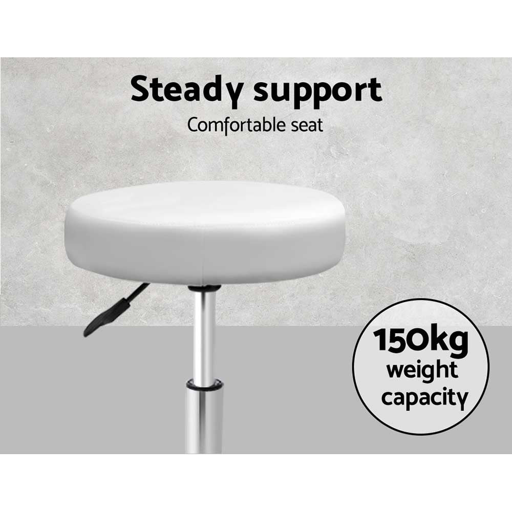 Artiss Round Chair Stools Salon Stool White Swivel Beauty Barber Hairdressing