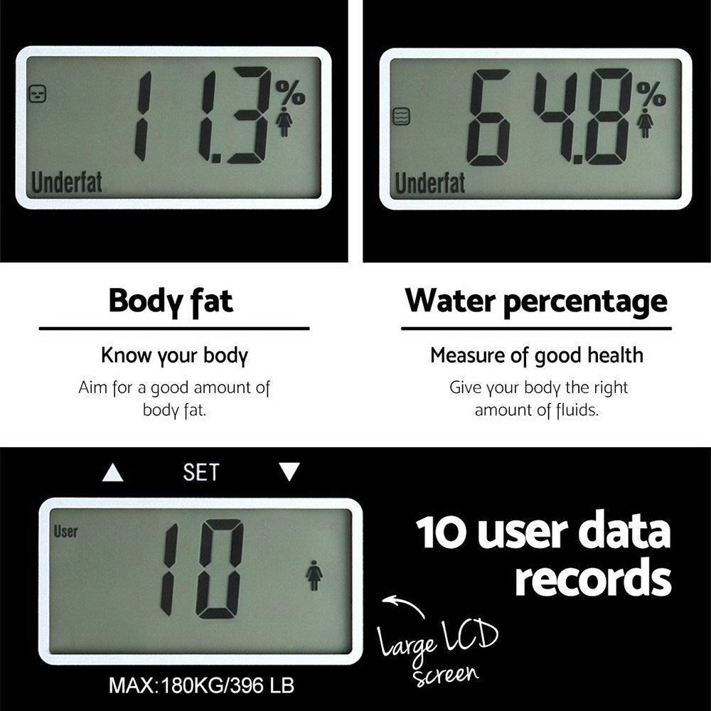 Everfit Bathroom Scales Digital Body Fat Scale 180KG Electronic Monitor Tracker