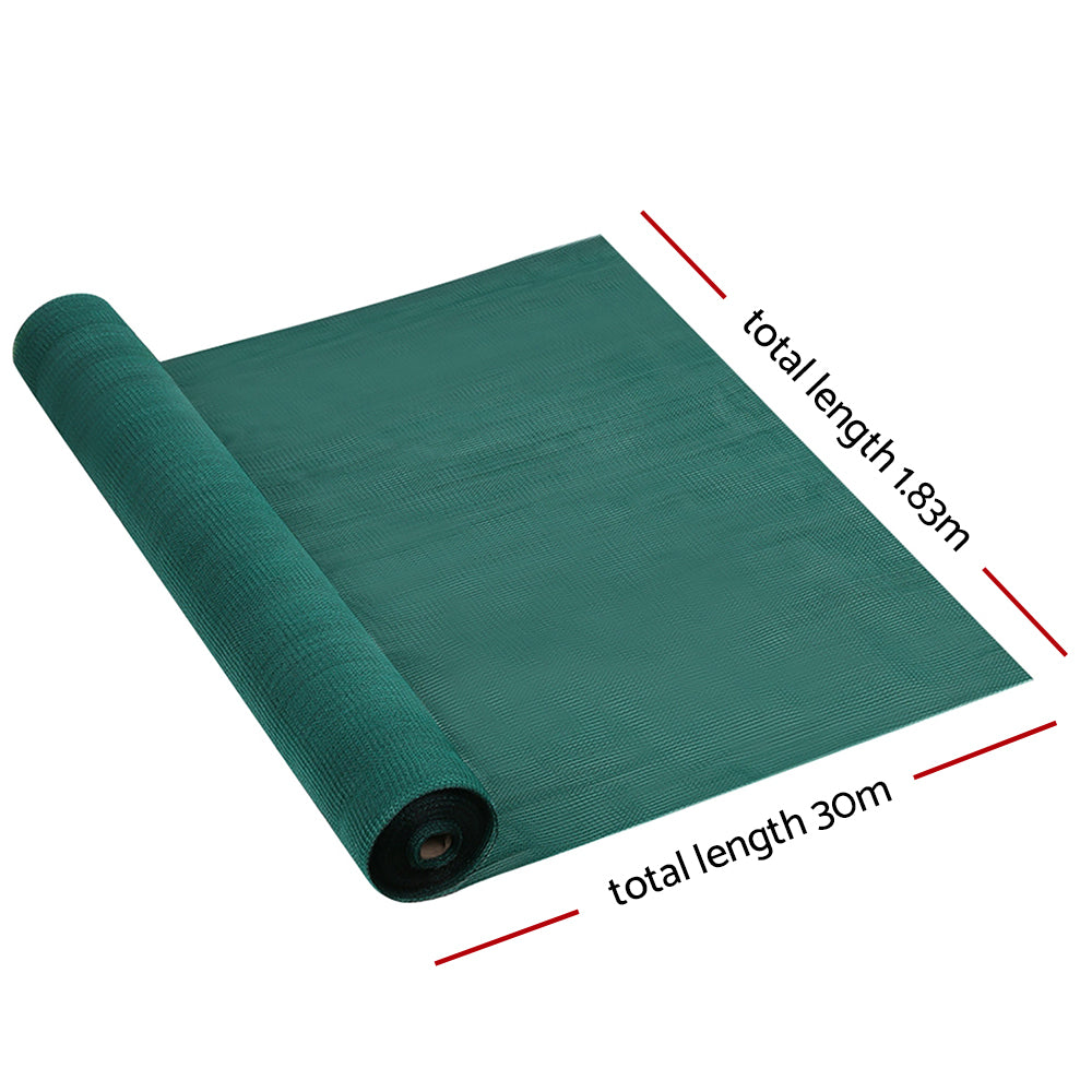 Instahut 1.83x30m 30% UV Shade Cloth Shadecloth Sail Garden Mesh Roll Outdoor Green