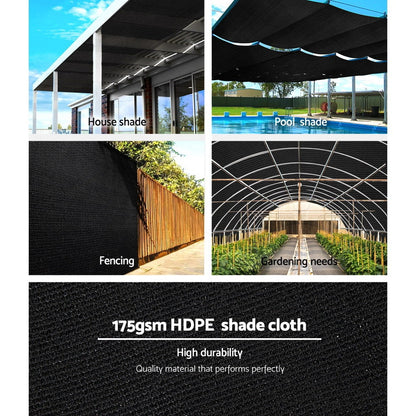 Instahut 70% UV Sun Shade Cloth Shadecloth Sail Roll Mesh Garden Outdoor 1.83x50m Black