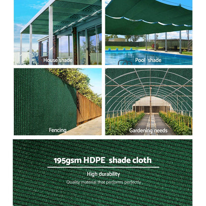 Instahut 90% Sun Shade Cloth Shadecloth Sail Roll Mesh 3.66x20m 195gsm Green