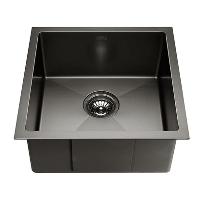 Cefito 51cm x 45cm Stainless Steel Kitchen Sink Under/Top/Flush Mount Black