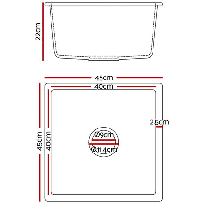 Cefito Stone Kitchen Sink 450X450MM Granite Under/Topmount Basin Bowl Laundry White