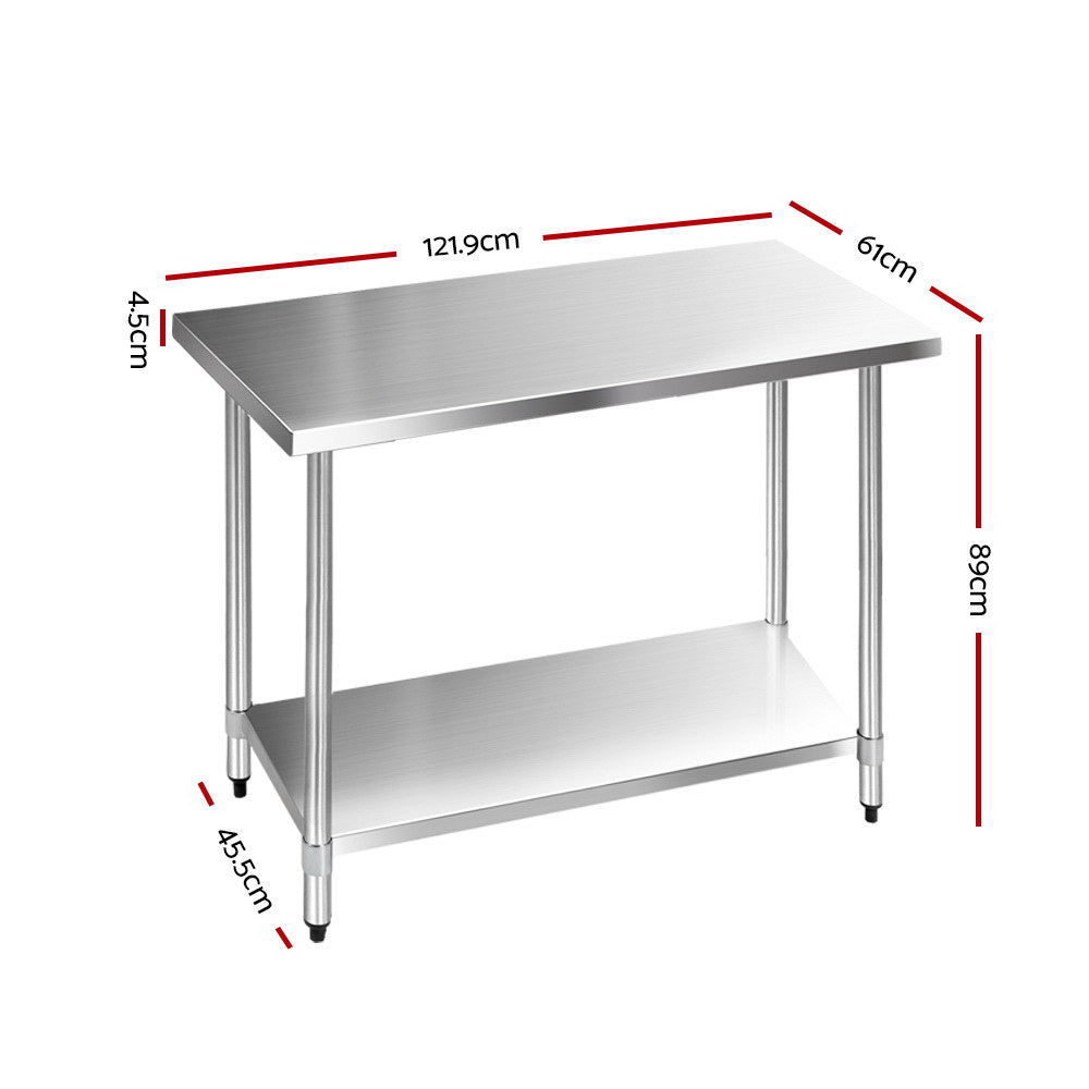 Cefito 610 x 1219mm Commercial Stainless Steel Kitchen Bench