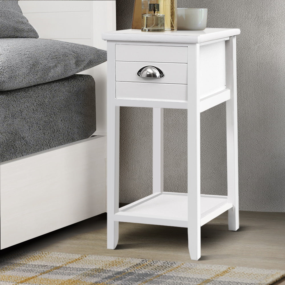 Artiss Bedside Table Nightstand Drawer Storage Cabinet Lamp Side Shelf White