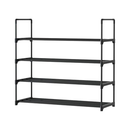 Artiss Shoe Rack Stackable 4 Tiers 80cm Shoes Shelves Storage Stand Black