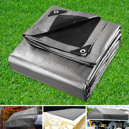 Instahut 3.6x7.3m Tarp Camping Tarps Poly Tarpaulin Heavy Duty Cover 180gsm Silver