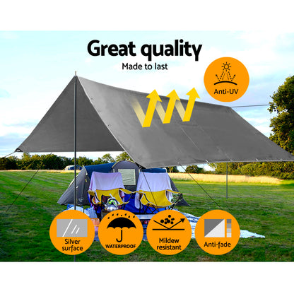 Instahut Tarpaulin Tarp 3x3.6m Camping Tarps Poly Heavy Duty Cover 180gsm