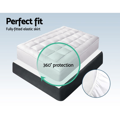 Giselle King Single Mattress Topper Bamboo Fibre Pillowtop Protector