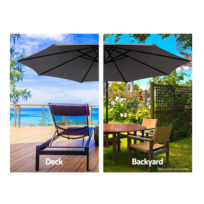 Instahut Outdoor Umbrella 3M Cantilever Beach Garden Patio Charcoal