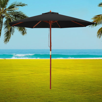 Instahut Outdoor Umbrella 2.7M Pole Cantilever Stand Garden Umbrellas Patio Black