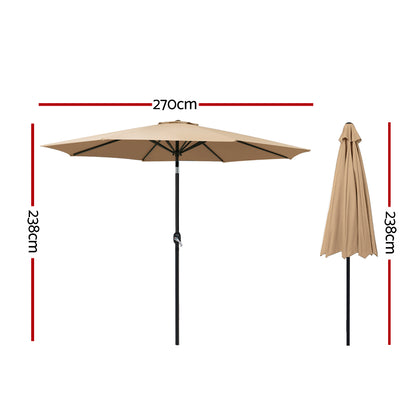 Instahut Outdoor Umbrella Umbrellas Beach Pole Garden Tilt Sun Patio UV 2.7m