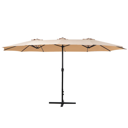 Instahut Outdoor Umbrella Twin Umbrella Beach Stand Base Garden Sun Shade 4.57m