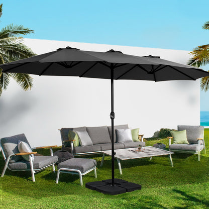 Instahut Outdoor Umbrella Twin Umbrellas Beach Garden Stand Base Sun Shade 4.57m