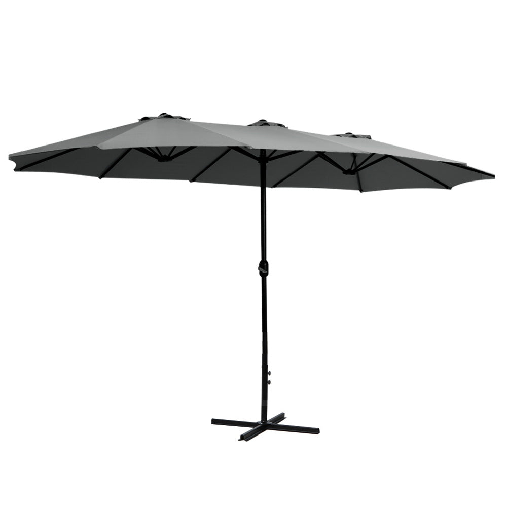 Instahut Outdoor Umbrella Twin Umbrellas Beach Stand Garden Base Sun Patio 4.57m