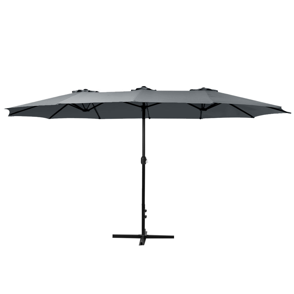 Instahut Outdoor Umbrella Twin Umbrellas Beach Stand Garden Base Sun Patio 4.57m