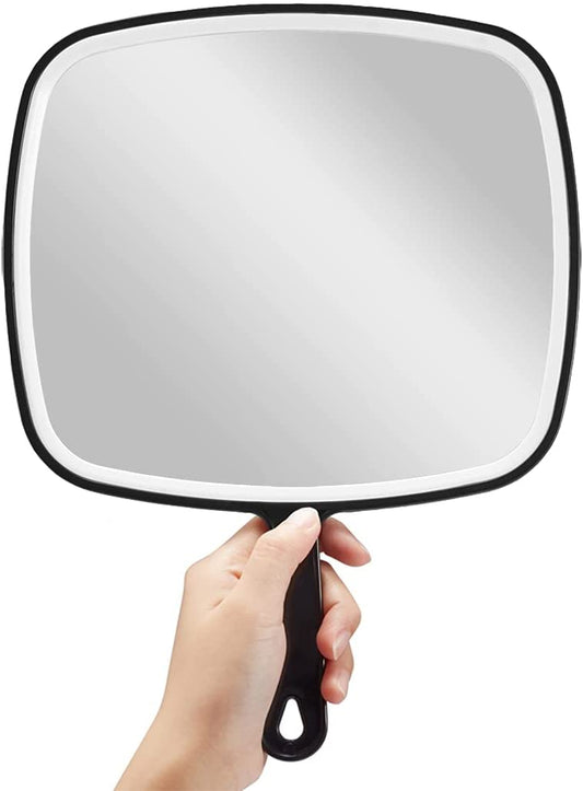 Extra Large Black Handheld Mirror with Handle (31,5 x 23 cm)