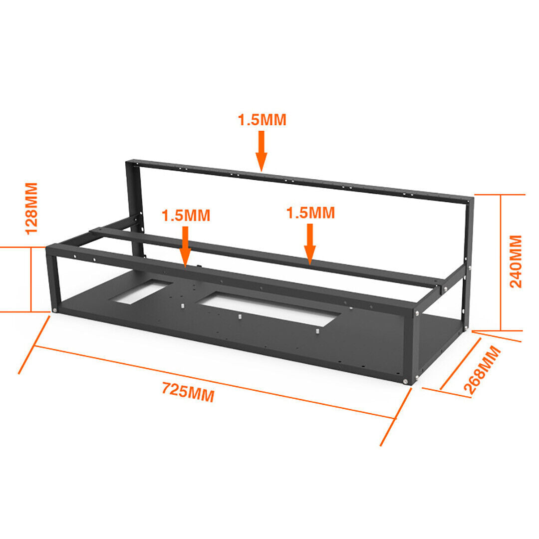 12GPU Frame Mining Rig Open Air Miner Frame Case Parts Motherboard Bracke