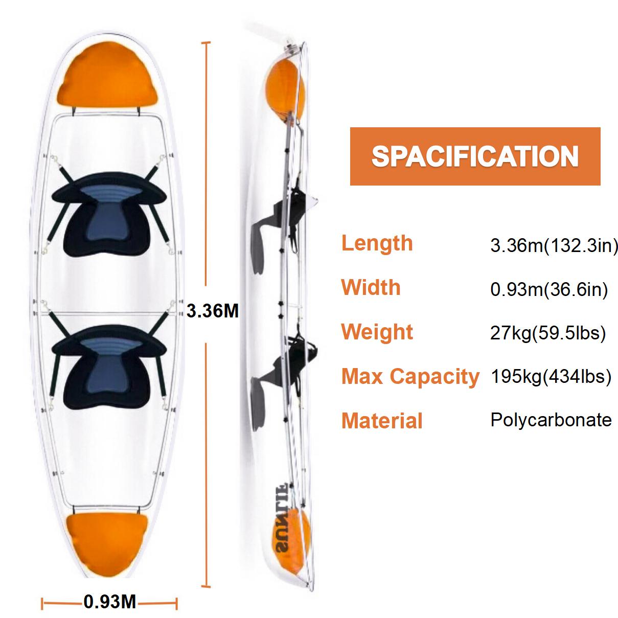 Crystal Clear Kayak with Random Color Paddles