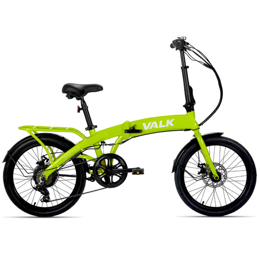 VALK Shuttle 5 Electric Folding Bike, Gen II, 20" Tyres, Shimano 7-Speed, Lime Green