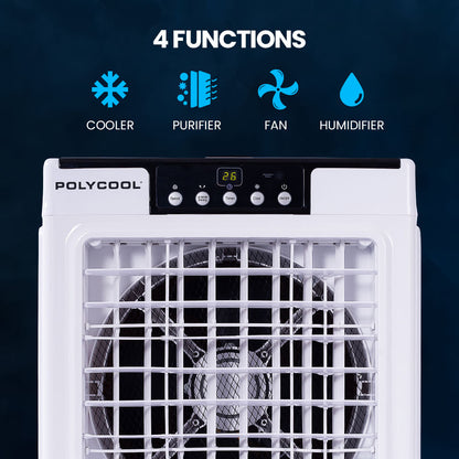 POLYCOOL 45L 125W Evaporative Air Cooler Portable Industrial Fan, Purifier, Humidifier, Remote Control