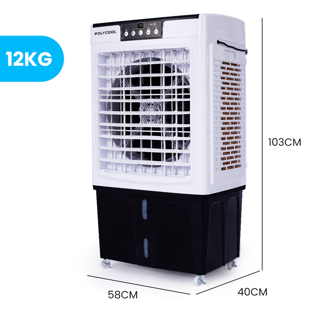 POLYCOOL 45L 125W Evaporative Air Cooler Portable Industrial Fan, Purifier, Humidifier, Remote Control