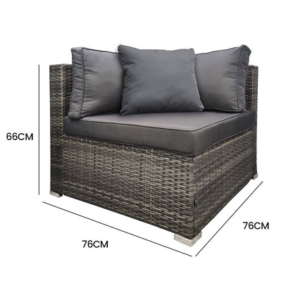 LONDON RATTAN 1 Seater Outdoor Corner Modular Lounge Chair, Grey