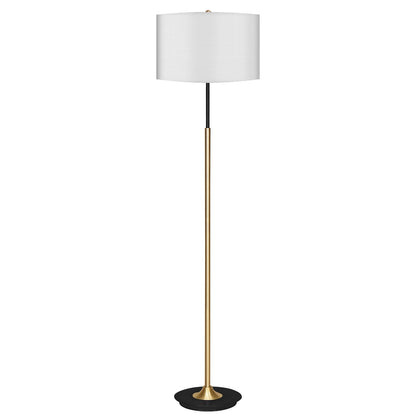 Sarantino Metal Floor Lamp Brushed Brass Finish with White Shade