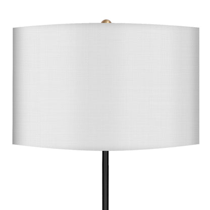 Sarantino Metal Floor Lamp Brushed Brass Finish with White Shade