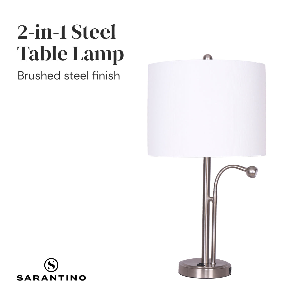 Sarantino 2-in-1 Table Lamp with LED Reading Light