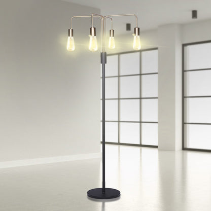 Sarantino Modern Exposed Bulb 4-Arm Industrial Light Floor Lamp