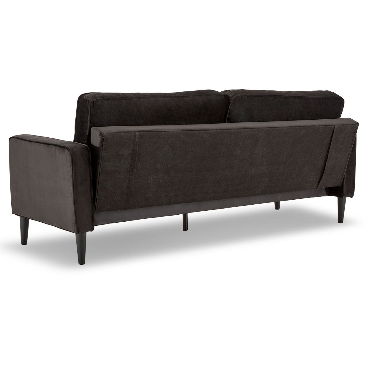 Sarantino Faux Velvet Sofa Bed Couch Furniture Lounge Suite - Black