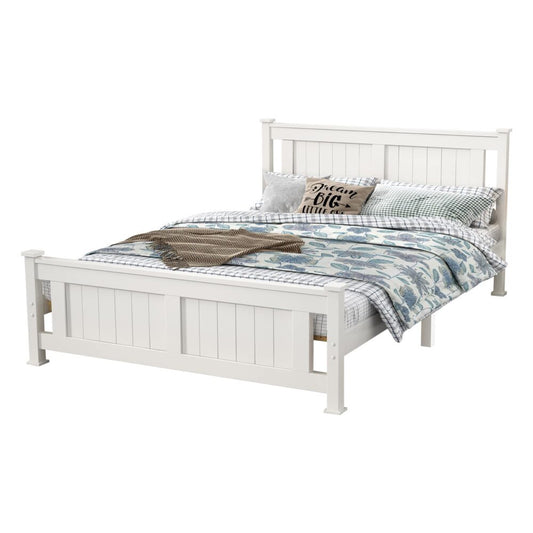 Double Solid Pine Timber Bed Frame &#8211; White