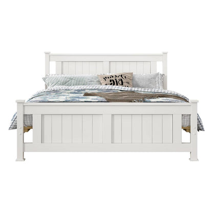 Double Solid Pine Timber Bed Frame &#8211; White