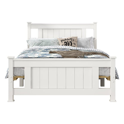 King Single Solid Pine Timber Bed Frame &#8211; White