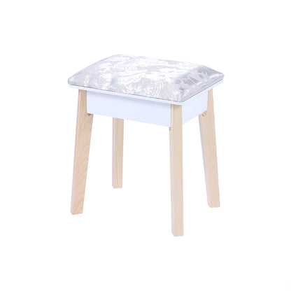 Dressing Vanity Table Stool Set with Make-up LED Lighted Mirror &#8211; White