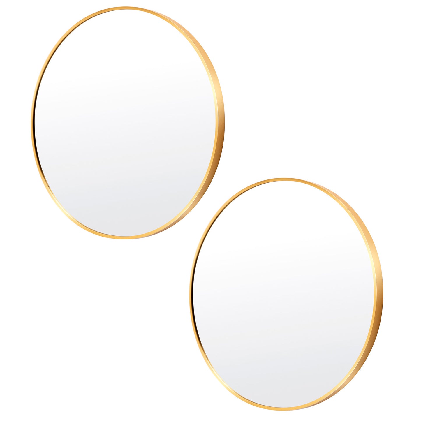 2 Set La Bella Gold Wall Mirror Round Aluminum Frame Makeup Decor Bathroom Vanity 80cm