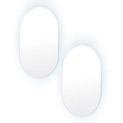 2 Set La Bella LED Wall Mirror Oval Touch Anti-Fog Makeup Decor Bathroom Vanity 50x75cm