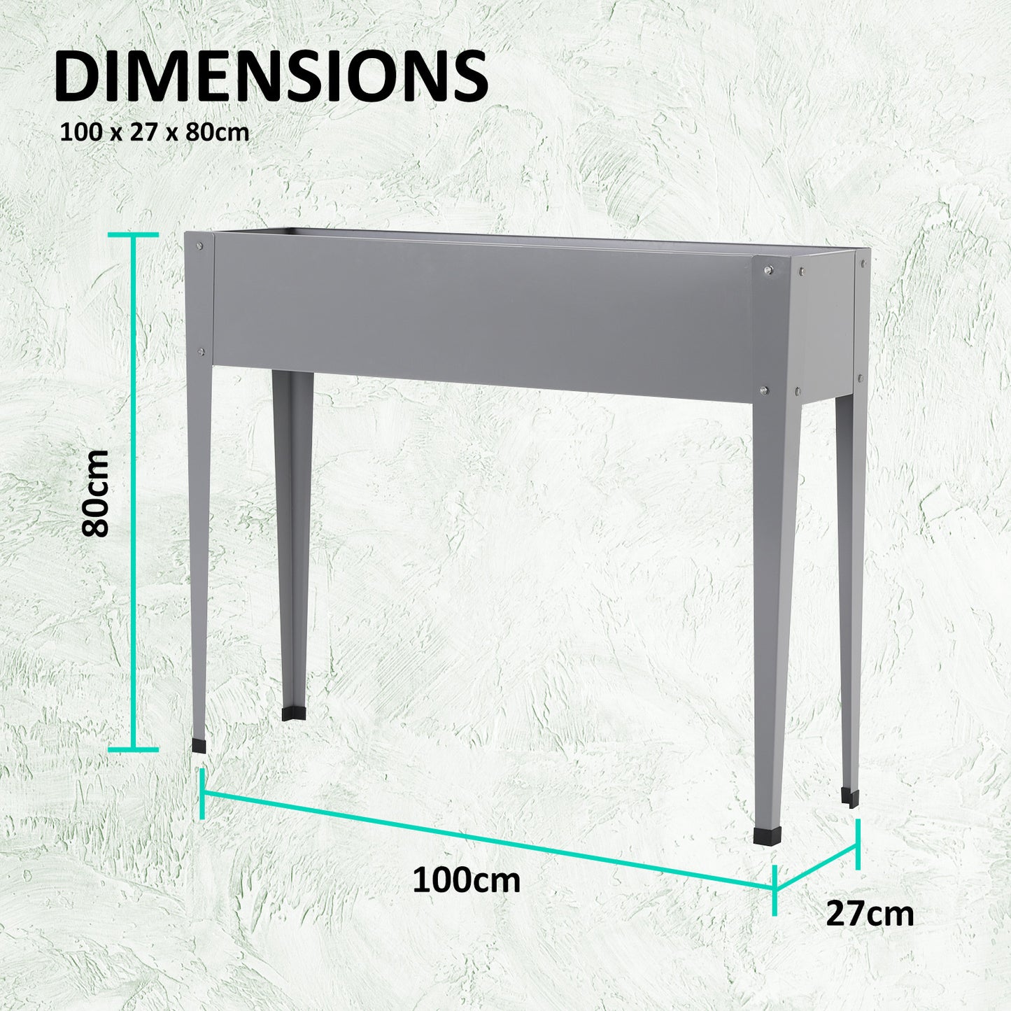 Home Ready 2 Set 100x27x80cm Grey Raised Garden Bed Stand Galvanised Steel Planter