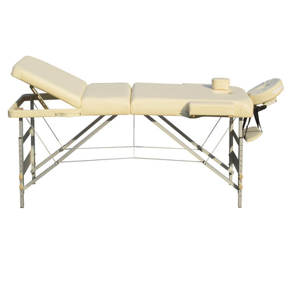 YES4HOMES 3 Fold Portable Aluminium Massage Table Massage Bed Beauty Therapy Beige